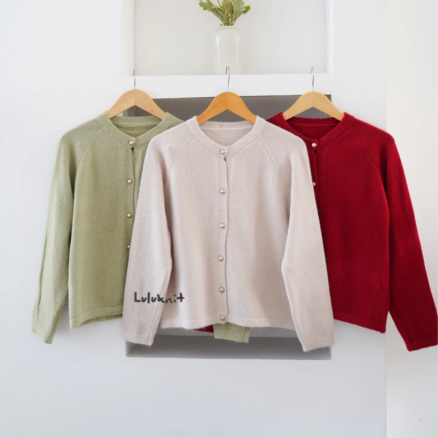  Cardigan Rajut Knit Lengan Panjang Polos 