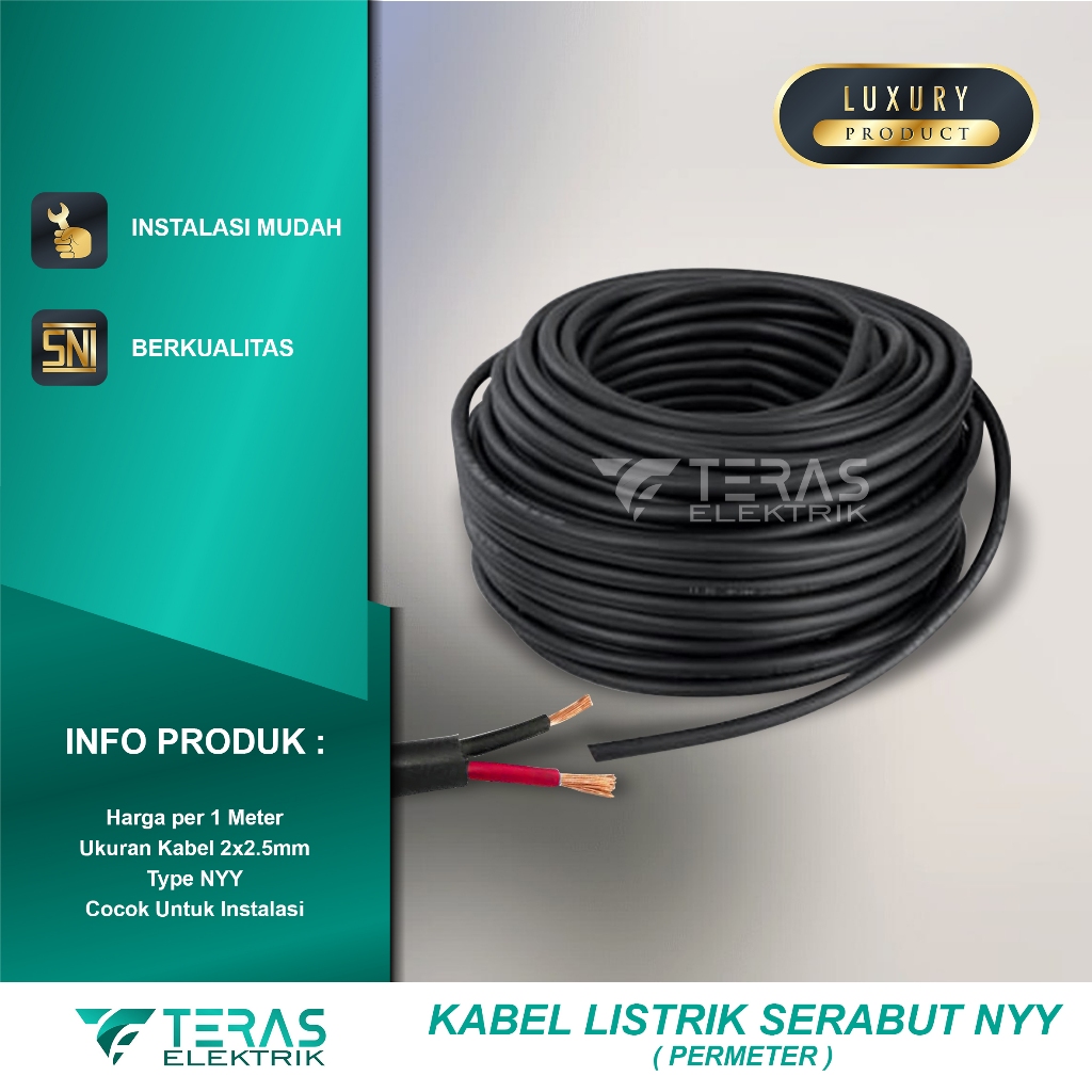 Jual Kabel Listrik Serabut Besar 2 x 2,5mm NYY per meter Kabel Hitam ...
