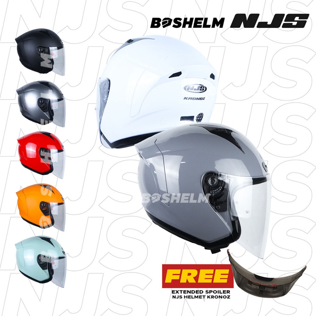 Jual BOSHELM Helm NJS Kronoz STONE GREY GLOSSY Helm Half Face SNI ...