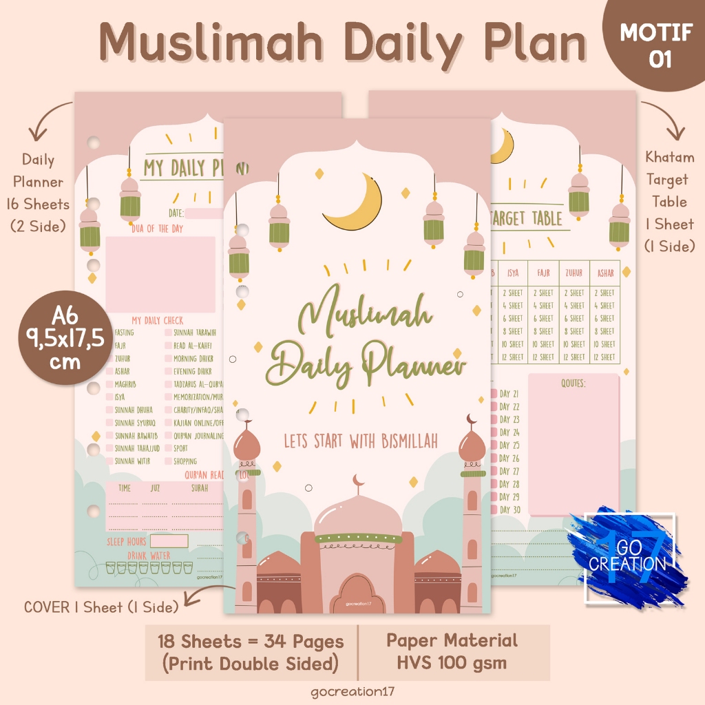 Jual Buku Planner Refill Kertas Binder Muslimah Daily Plan Harian ...