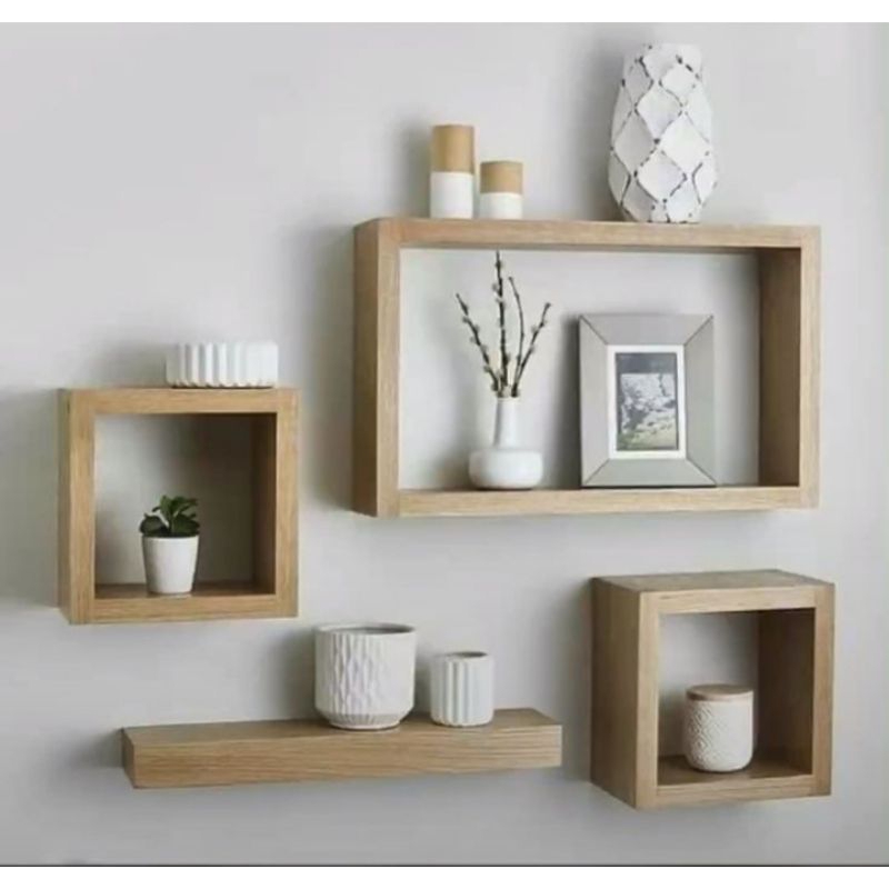 Jual Rak Dinding Minimalis Aesthetic 1 set 4 Pcs | Shopee Indonesia