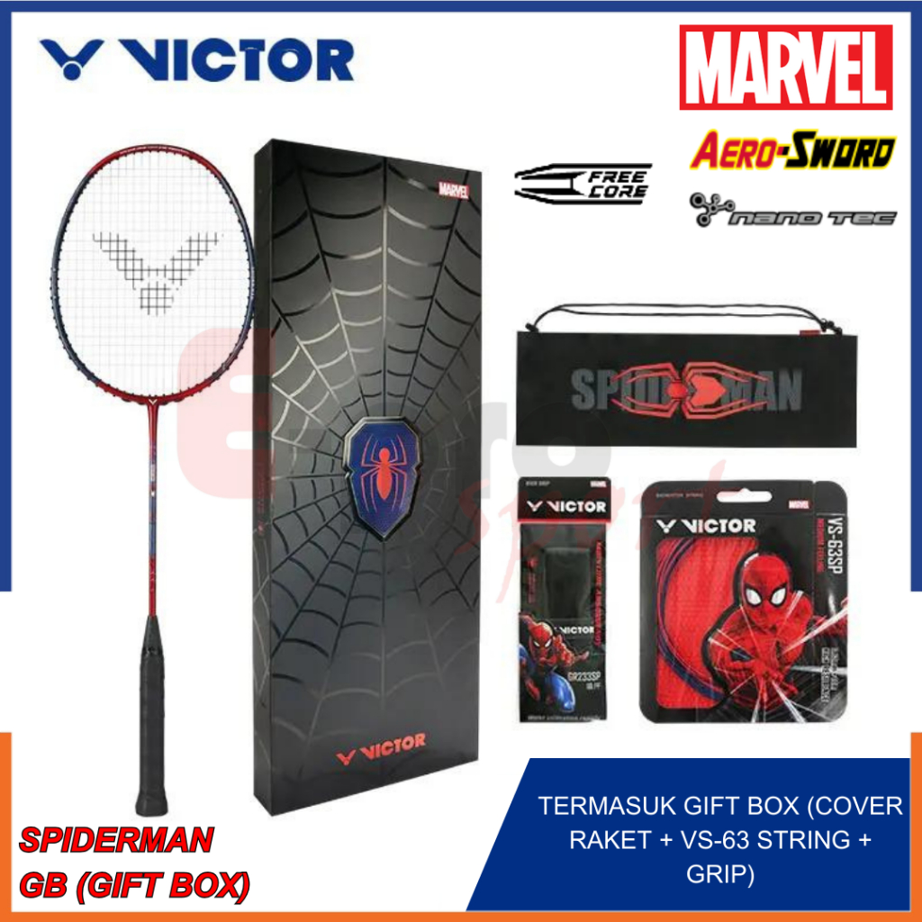 Jual New Limited Edition Marvel Raket Badminton Victor Spiderman D GB ...