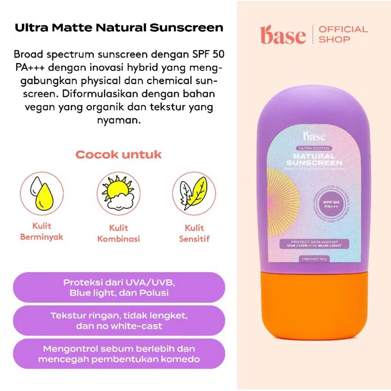 Jual BASE Sunscreen ~ Base Ultra Soothe / Base Ultra Matte Natural ...