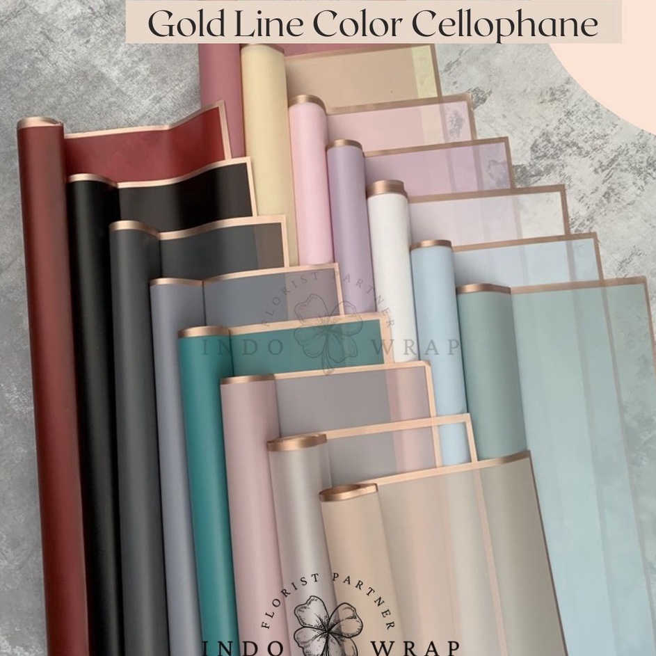Jual Harga Bulan Ini 2 LEMBAR KERTAS FLOWER WRAPPING GOLD LINE COLOR ...