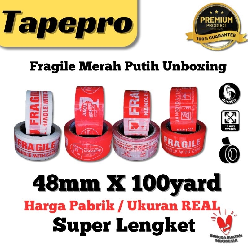 Jual Lakban Packing Online / Lakban Fragile Merah Putih Unboxing ...