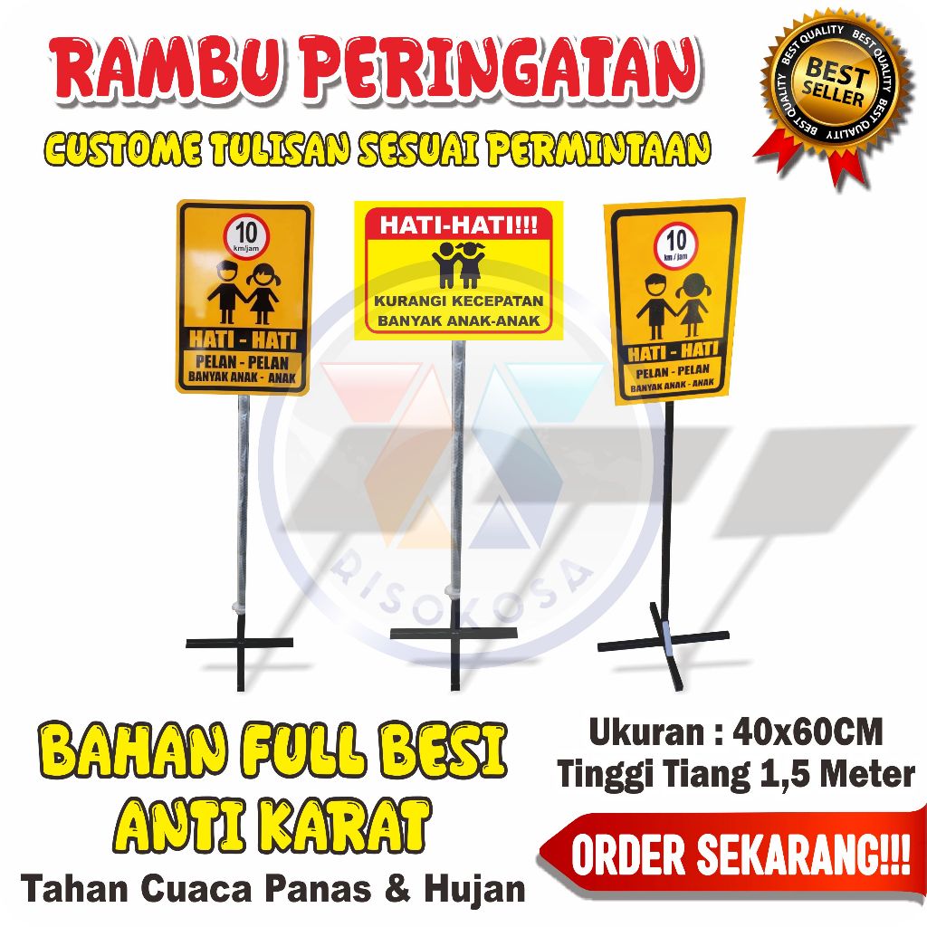 Jual PLANG + TIANG BESI | RAMBU HATI-HATI BANYAK ANAK KECIL / SIGNAGE ...