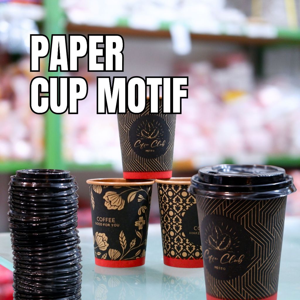 Jual Paper Cup Motif dan Polos Kraft 8 oz / Gelas Kopi Kraft isi 50 pcs ...