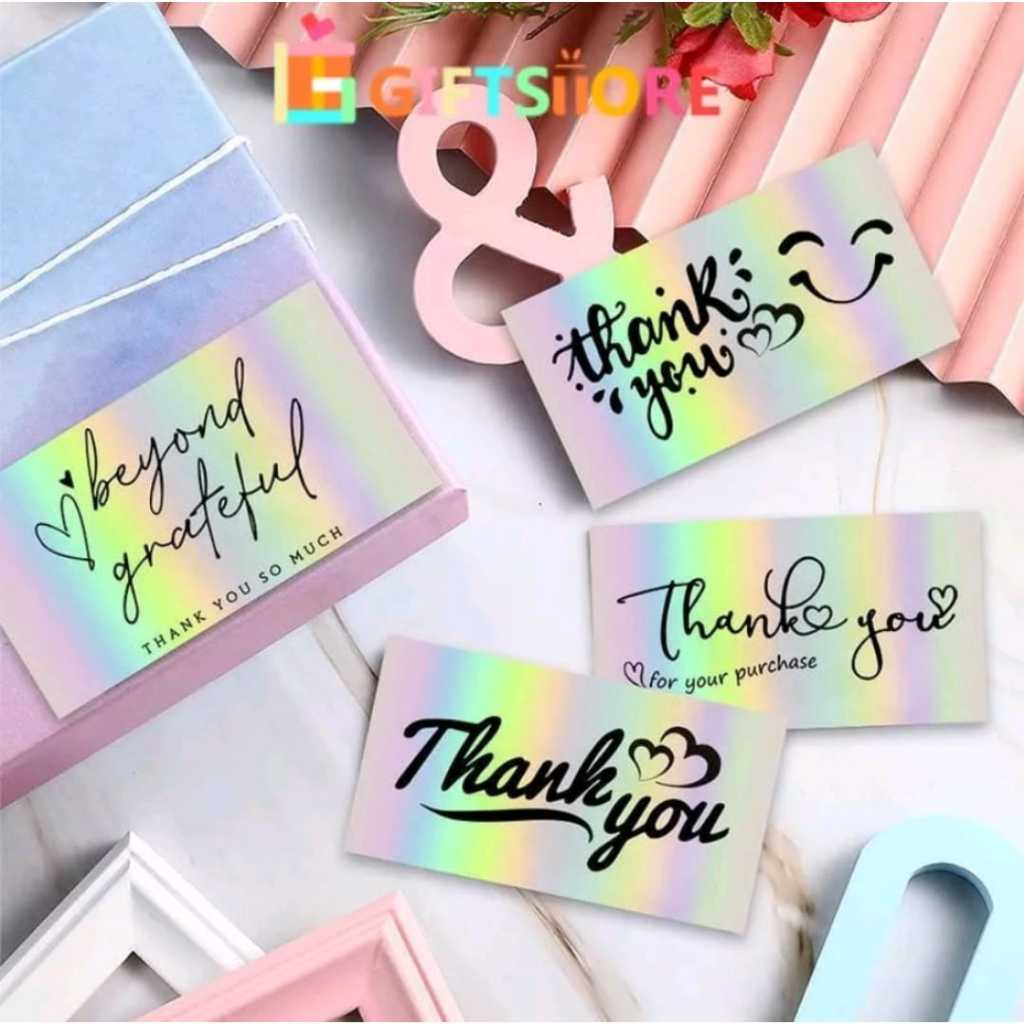 Jual Kartu Ucapan Thank You Card 1 Set isi 50 Pcs Kartu Kemasan Kotak ...