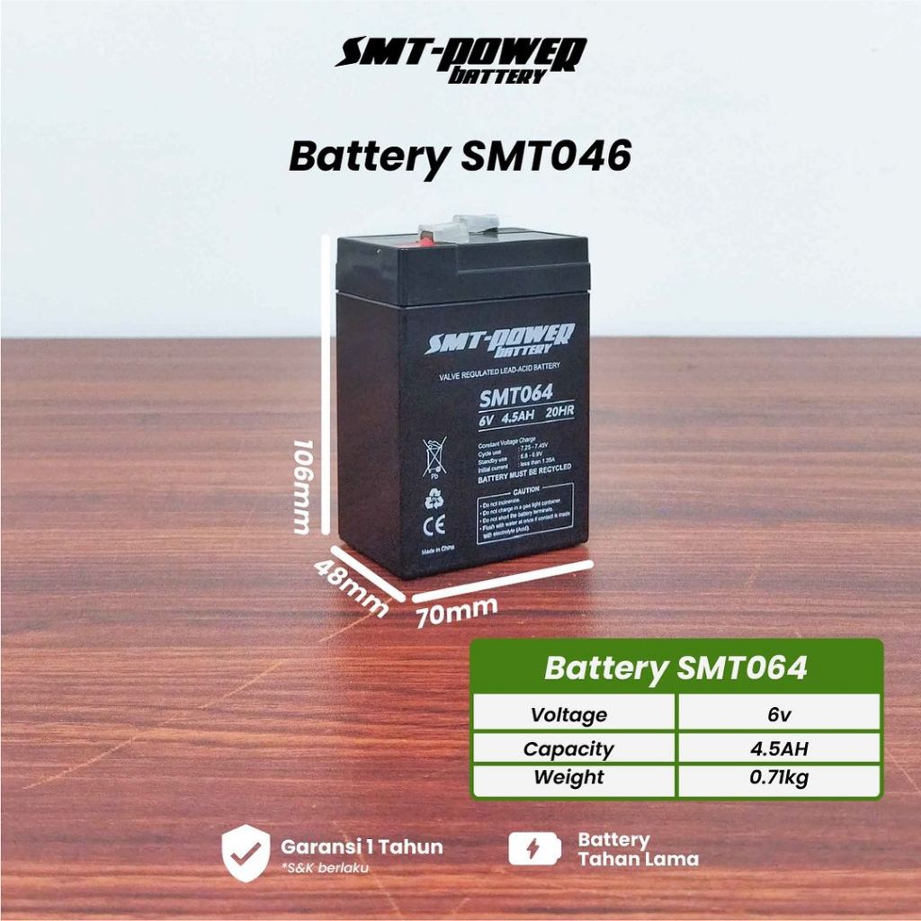 Jual 1 DUS 20 UNIT. Baterai SMT 064 6v 4.5ah 20Hr SMT Power 6 v 4.5 ah ...