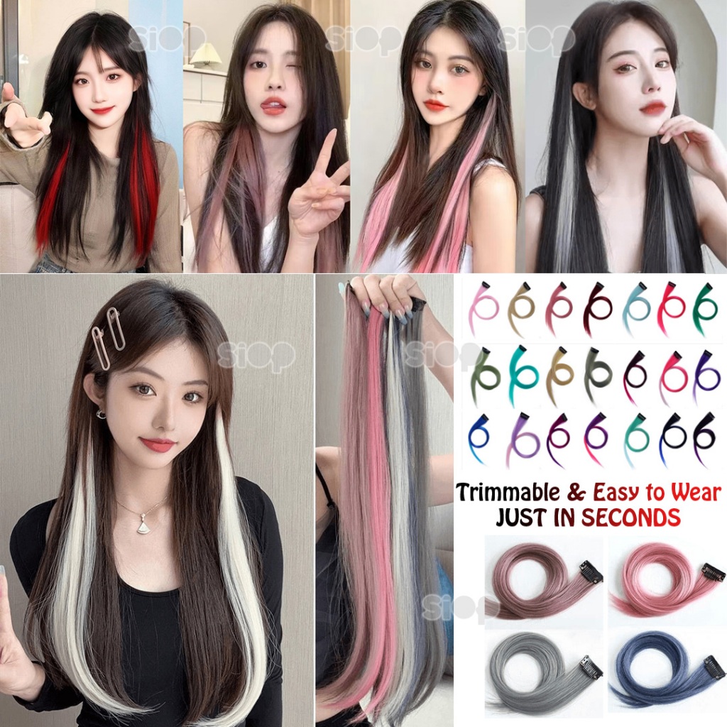 Jual CCY5 Rambut Palsu Hair Clip Warna Wig Jepit Extension Hair Clip ...