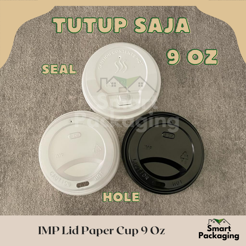 Jual [ISI 50 PCS] IMP Lid Paper Cup 9 Oz Hitam Putih Hole Seal LID SAJA ...