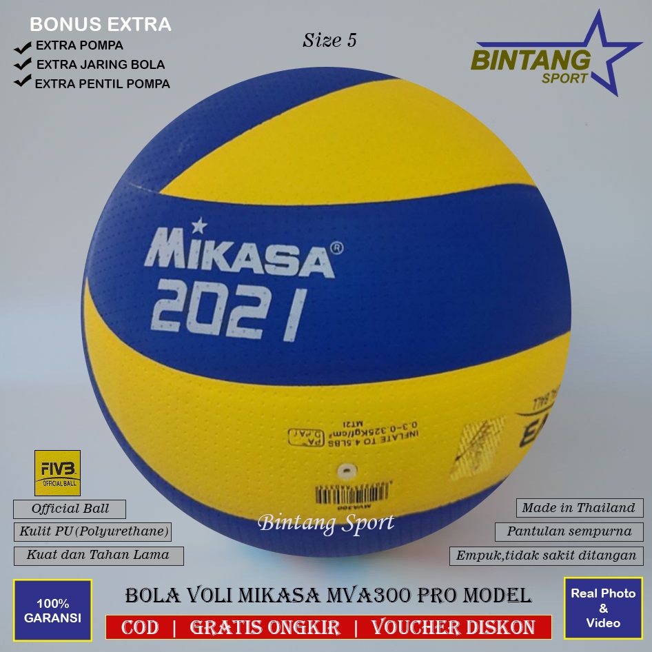Jual Bola Voli Mikasa MVA300 Press Mesin Import Empuk Kuat dan Awet ...