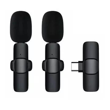 Microphone Wireless Clip On Vlog K9 2 Mic Portable New (Macc)