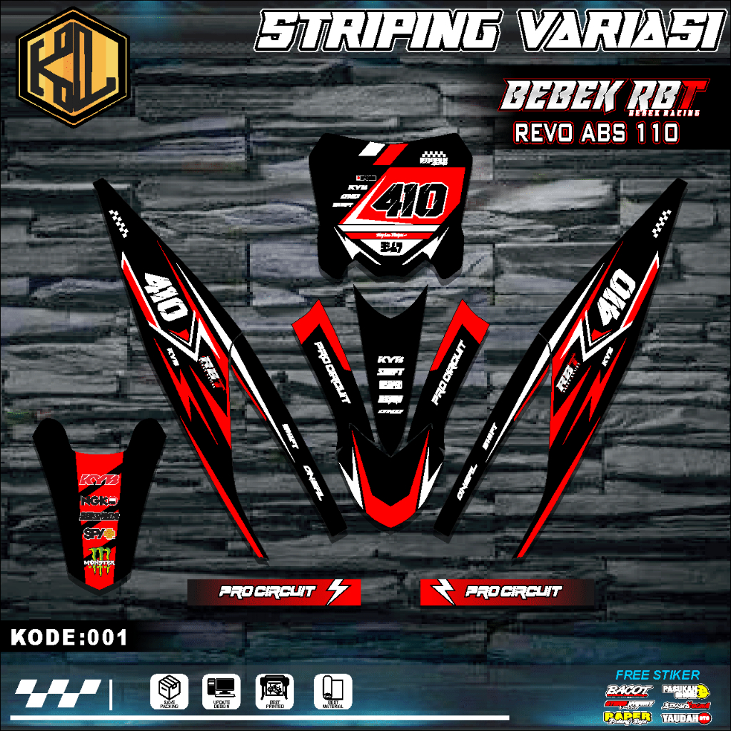 Jual STIKER STRIPING HOLOGRAM VYNIL MOTOR RBT BEBEK REVO ABS 110 MOTIF ...