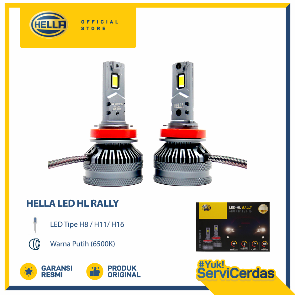 Jual Lampu Mobil HELLA LED HL RALLY H8/H11/H16 6500K - Bohlam Mobil ...
