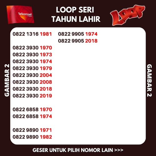 Jual Nomor Cantik Simpati Loop Tahun Lahir Rapi Telkomsel Jaringan 4G ...