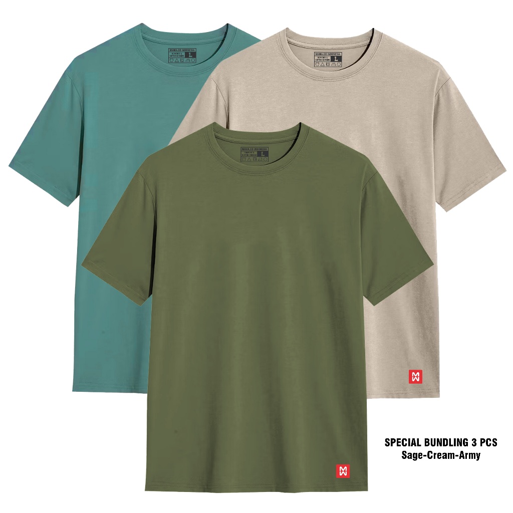 Jual Mawa Co Bundling Pcs Kaos Polos Sage Green Cream Army Lengan Pendek Cotton S Shopee