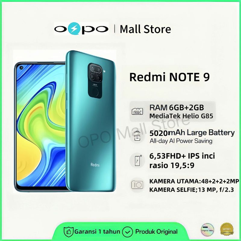 Jual hp Xiaomi Redmi Note9 RAM6/128GB Kamera 13/48+8+2+2MP original100 ...
