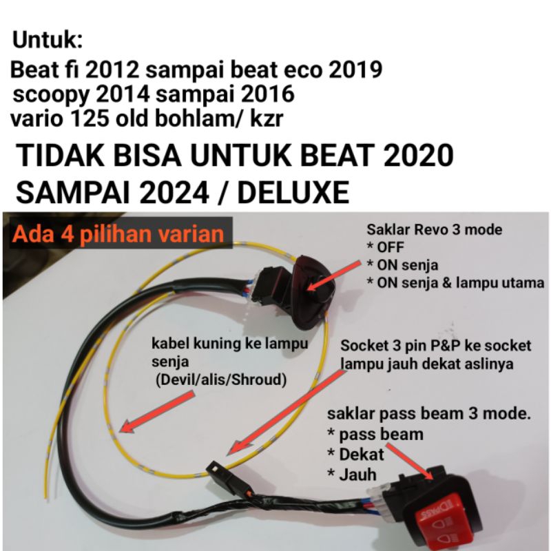 Jual Saklar pass beam & on-off , p&p untuk Honda Beat fi 2012-2019 ...