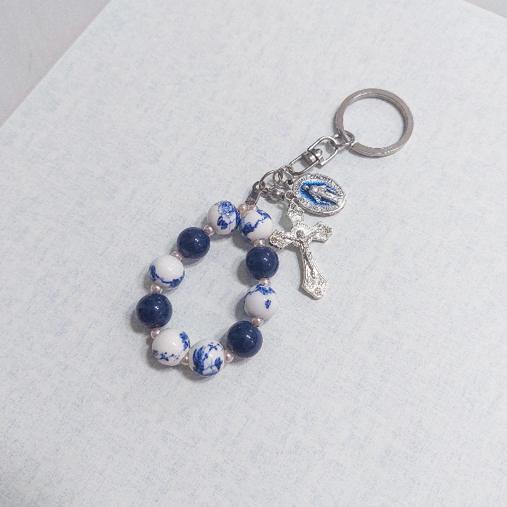 Gantungan Rosario Katolik "CLASSIC BLUE" Series - Ceramic Biru