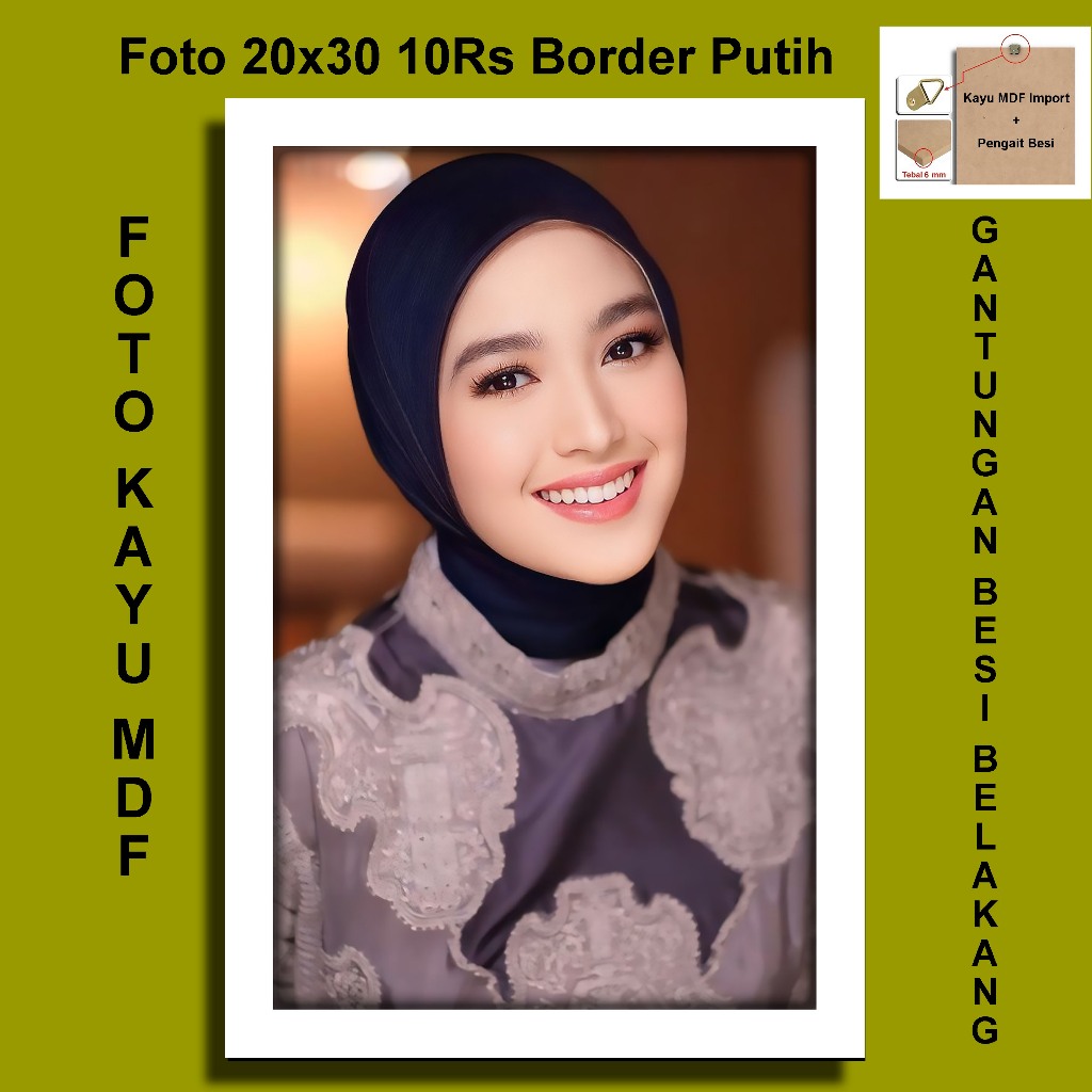 Jual CETAK FOTO BORDER PUTIH UKURAN 20X30CM + BINGKAI KAYU MDF / ANTI ...