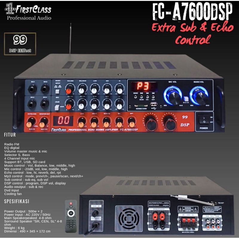 Jual AMPLI MIXER FIRSTCLASS FC-A7600DSP BLUETOOTH USB ORIGINAL FC A ...