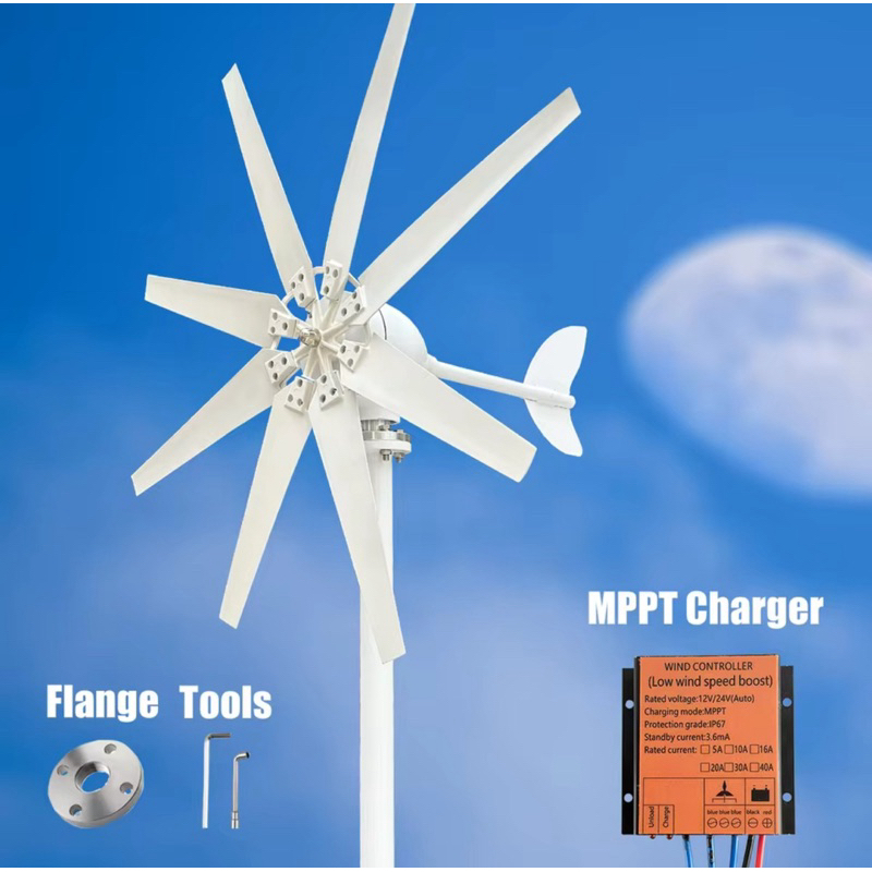 Jual Generator Wind Turbine Horizontal 800W PLTB 8 Bilah + Controller ...