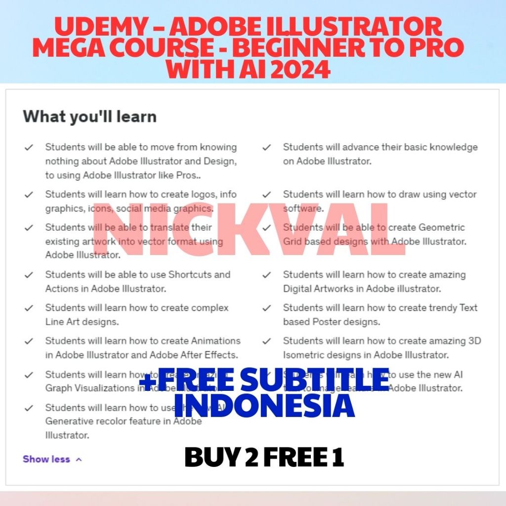 Jual Udemy – Adobe Illustrator Mega Course - Beginner to Pro with AI ...