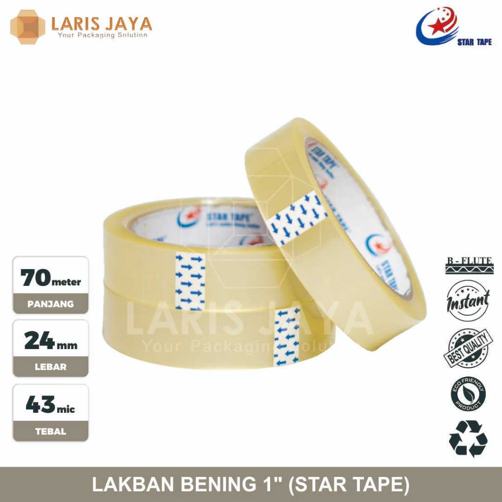 Jual Lakban Startape Ukuran 24 mm 70 Meter 1 Slop isi 6 pcs ( Isolasi ...