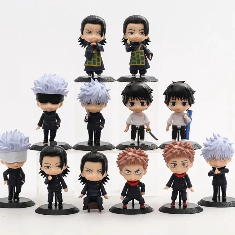 Pulsera de dijes DIY JJK, 9 caras de anime en estilo chibi (Gojo, Yuji