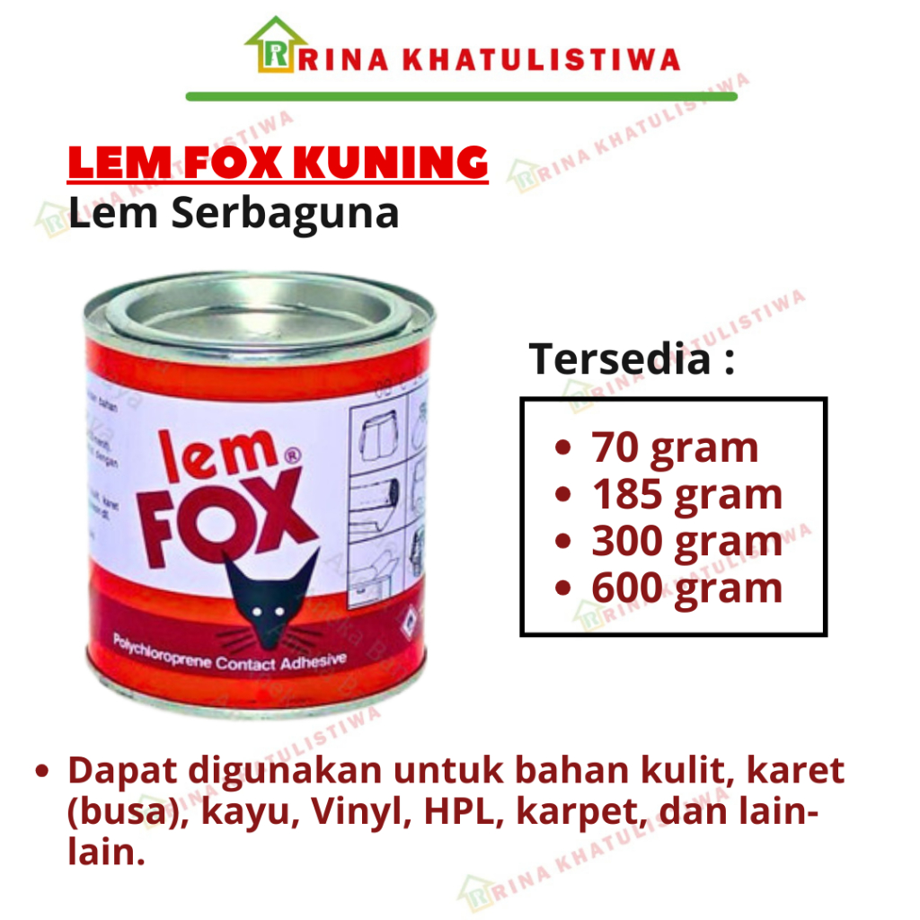 Jual Lem Fox Kuning 70gr, 185gr, 300gr, 600gr | Lem Fox Kaleng 70gr ...