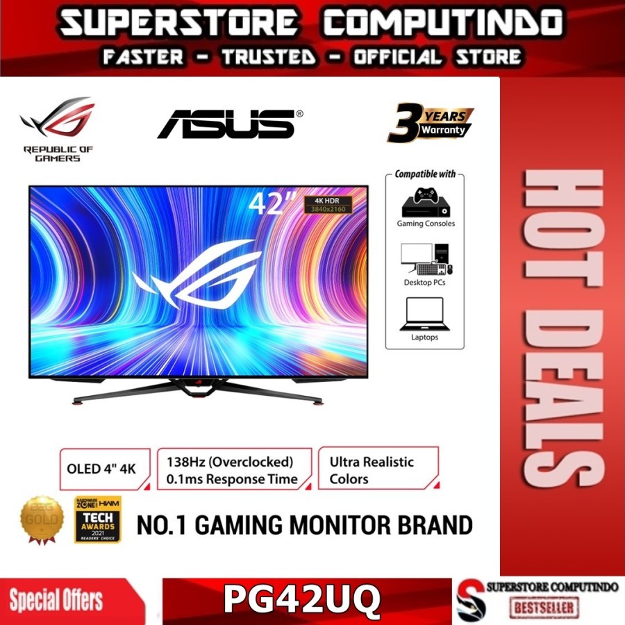 Jual MONITOR LED ASUS ROG Swift OLED PG42UQ Gaming Monitor 41.5