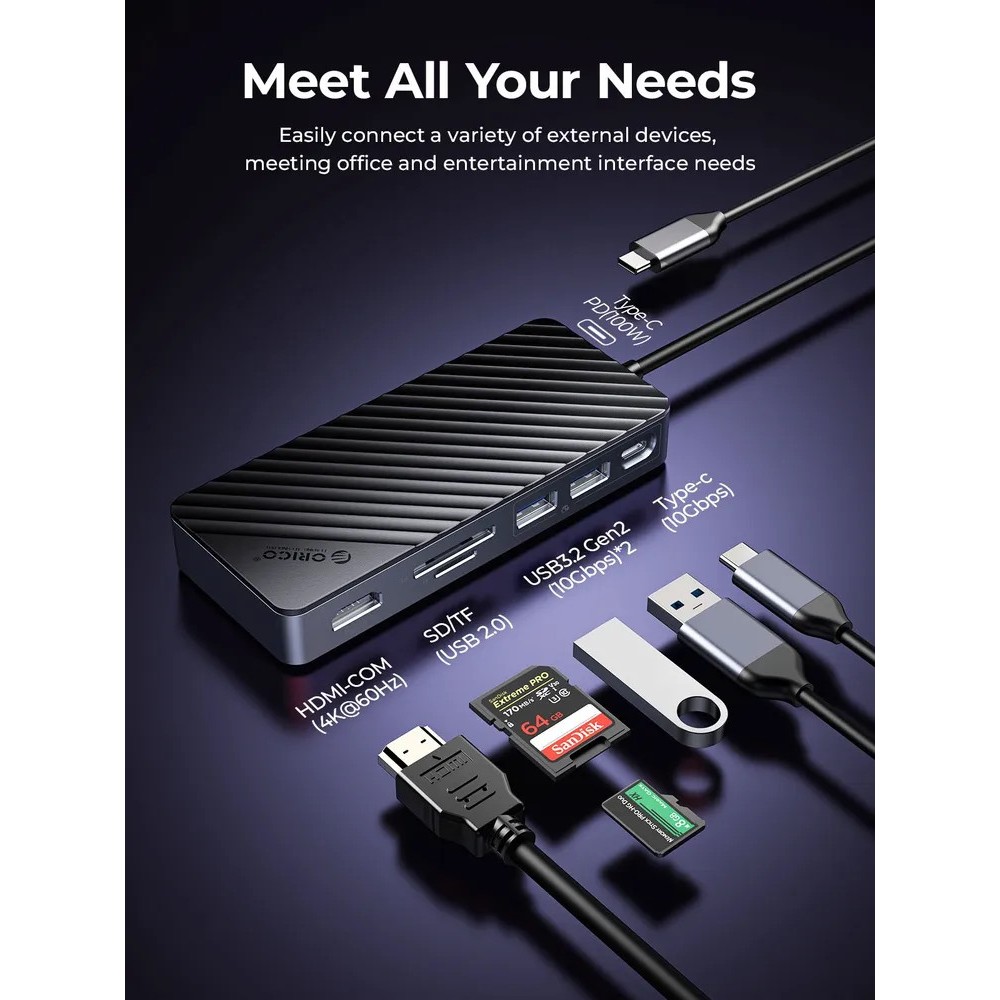 Jual ORICO M2 NVMe/SATA with 8in1 Multi Docking Hub 10Gbps 4K@60Hz USB ...