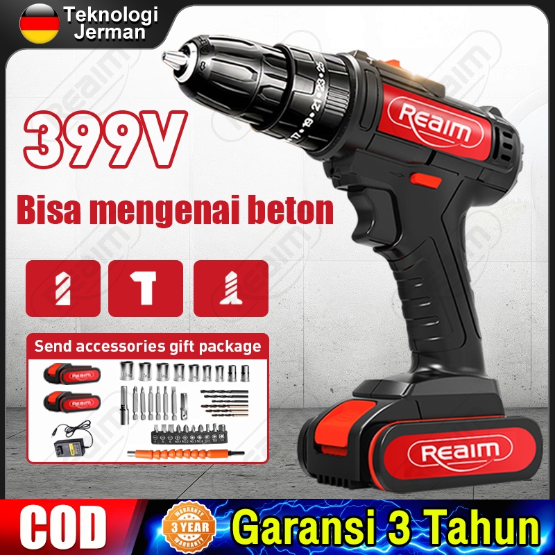 Jual Reaim 399VF Mesin Bor Impact Drill / Bor baterai / Bor Tanpa Kabel ...