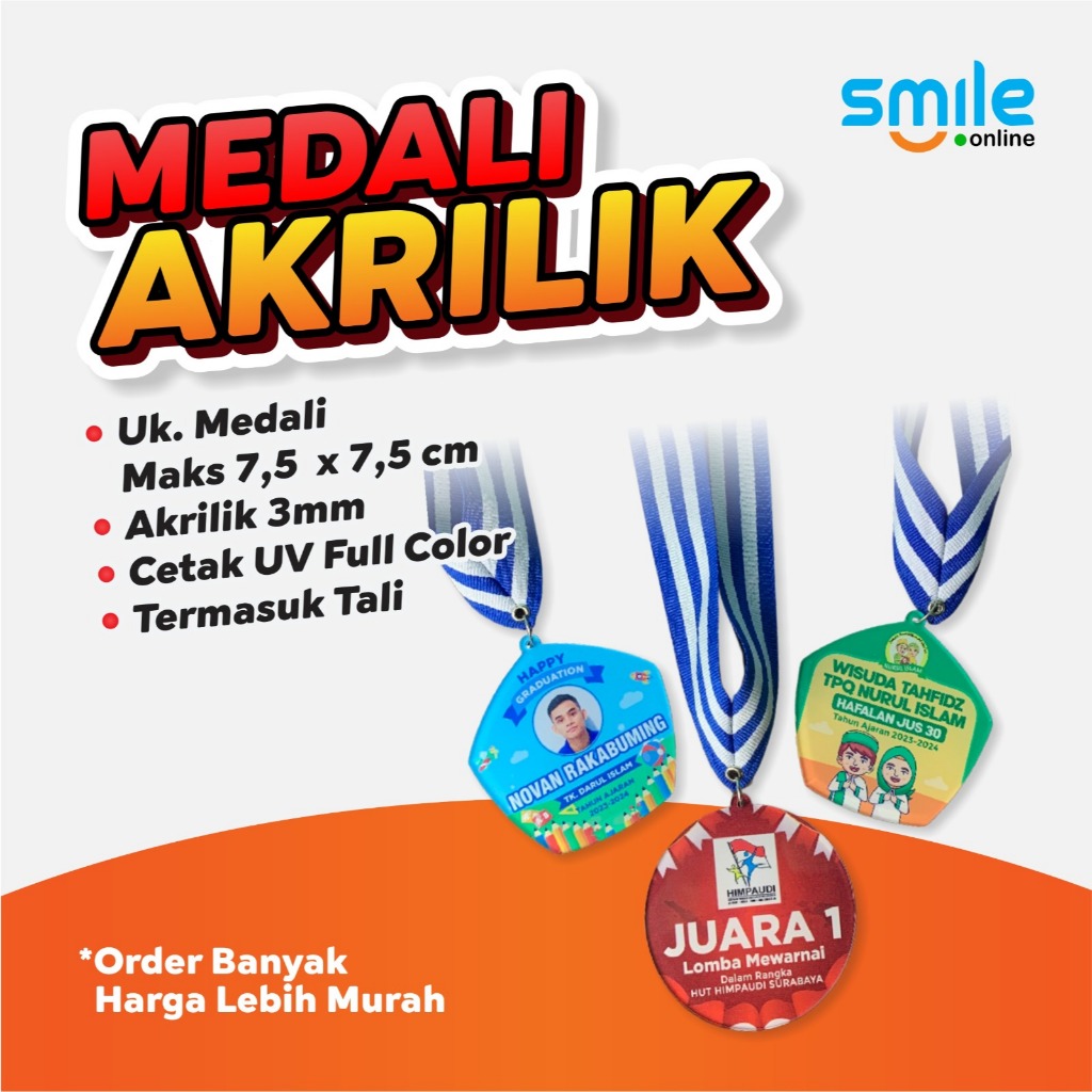 Jual MEDALI AKRILIK CUSTOM | FREE DESAIN | FREE TEMPLATE | Shopee Indonesia