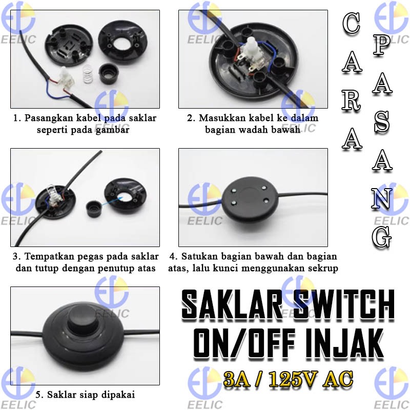 Jual EELIC SAR-KB307 Saklar Switch On/Off Injak Kaki Bulat Pemutus ...