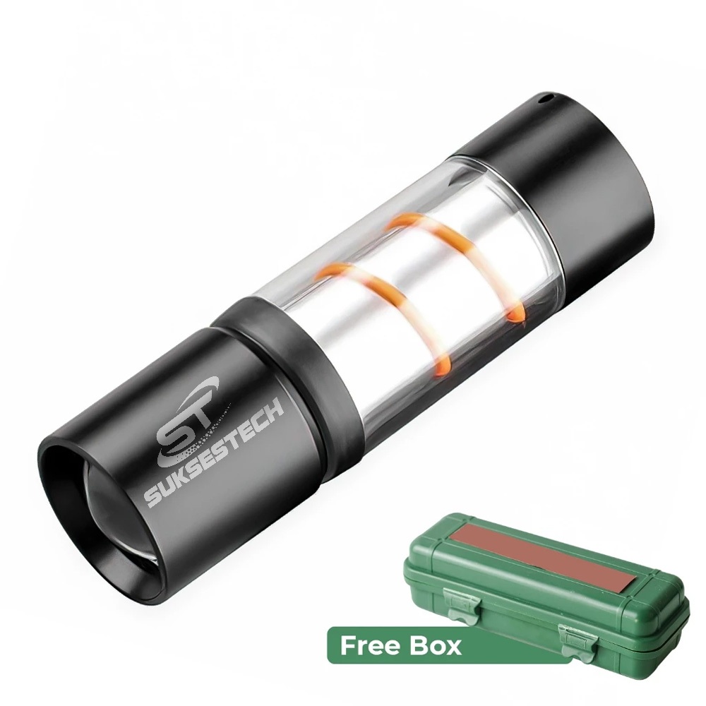 Jual Suksestech Senter LED Charge Terang 3 Mode Free Box Waterproof ...