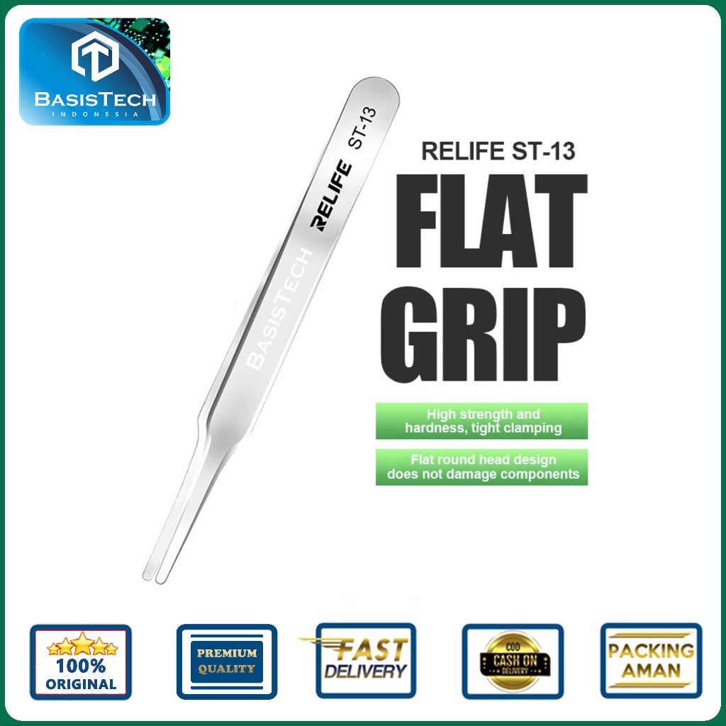 Jual PINSET RATA STWEEZERS PRECISION FLAT TIP RELIFE ST-13 ORIGINAL ...