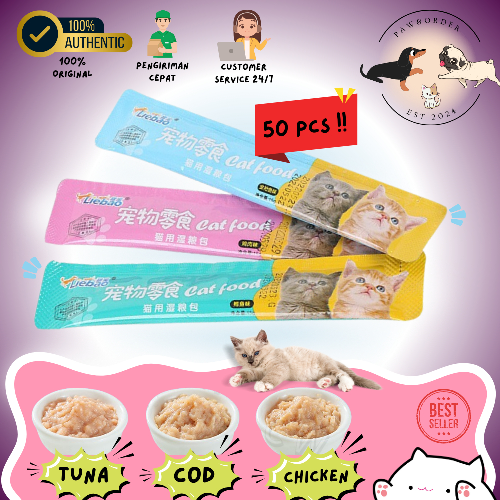 Jual 50pcs Snack Kucing Camilan Kucing Makanan Basah Kucing Pengemukan ...