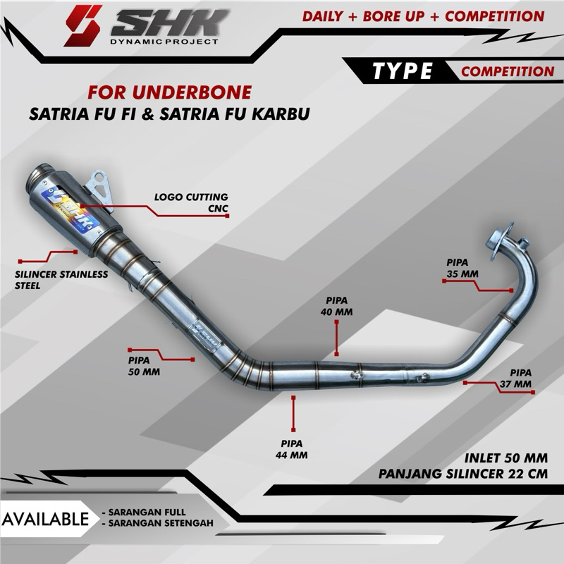 Jual knalpot roadrace SHK untuk motor satria Fu fi dan satria fu karbu ...