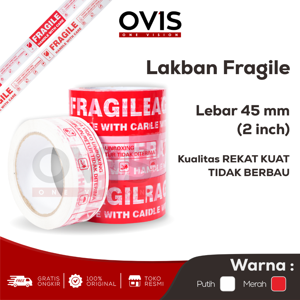 Jual Lakban Isolasi Fragile 2 Inch x 90 Yard | Shopee Indonesia