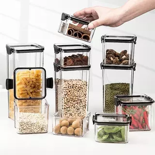 Earise Toples Kemasan Makanan Transparan - Alat Penyimpanan Nasi, Snack, atau Biji-Bijian dengan Sekat Kemasan yang Baik Hadiah Natal toples lebaran