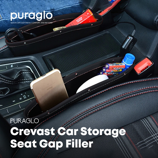 Puraglo Crevast Car Storage Seat Gap Filler - Rak Penyimpanan Organizer Gap Kursi Jok Mobil Depan