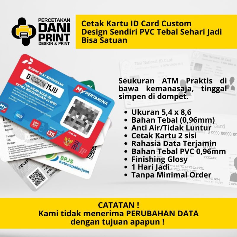 Jual CETAK KARTU ID CARD PVC CUSTOM | Shopee Indonesia