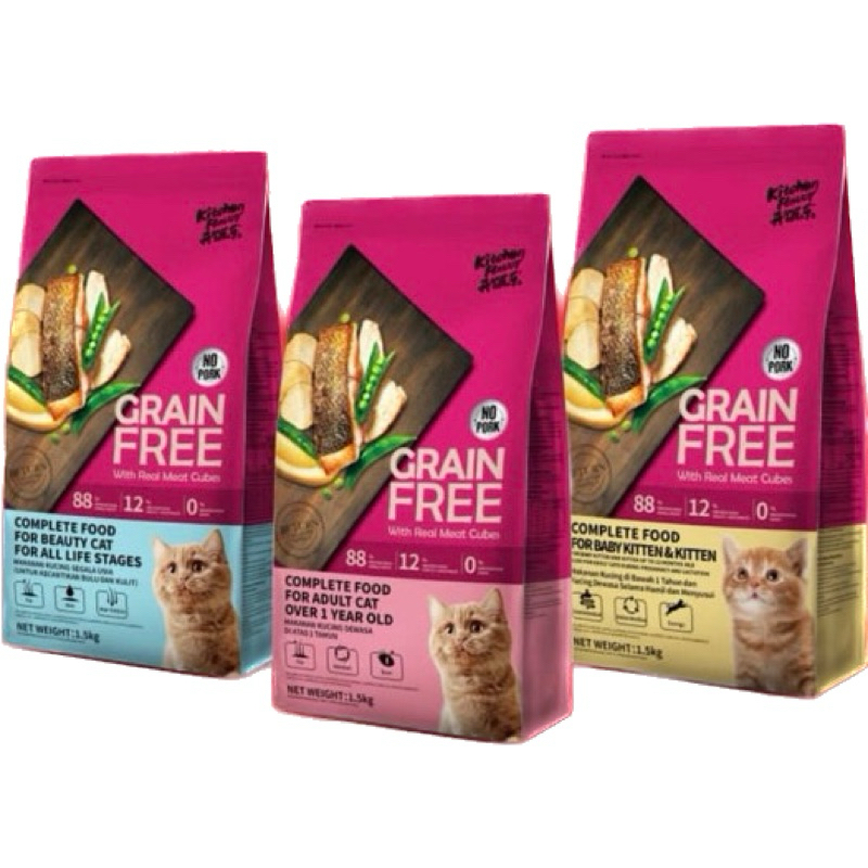 Jual Kitchen Flavour Grain Free Cat food 1,5kg | Shopee Indonesia