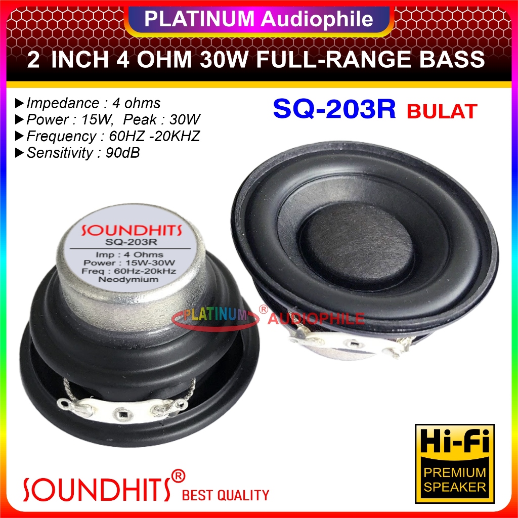Jual Speaker 2 Inch Full range Bass 4 ohm 15W-30W Speker 2