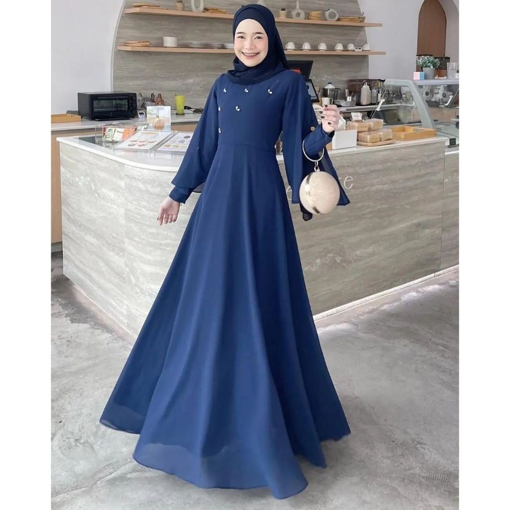 Jual Raya Dress Gamis Wanita Bahan Ceruty Babydoll Mix Payet Gamis ...