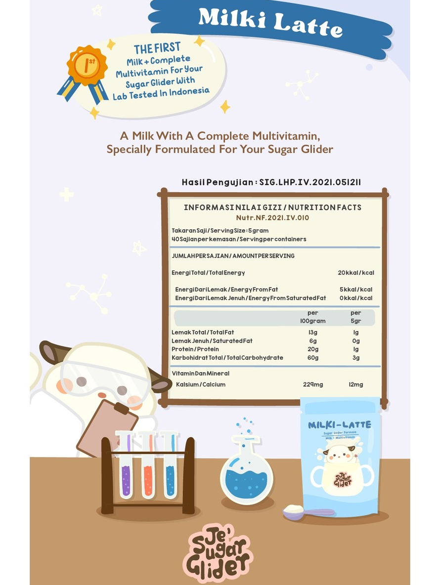Jual MILKI-LATTE SUSU MULTIVITAMIN SUGAR GLIDER | Milki Latte Susu ...