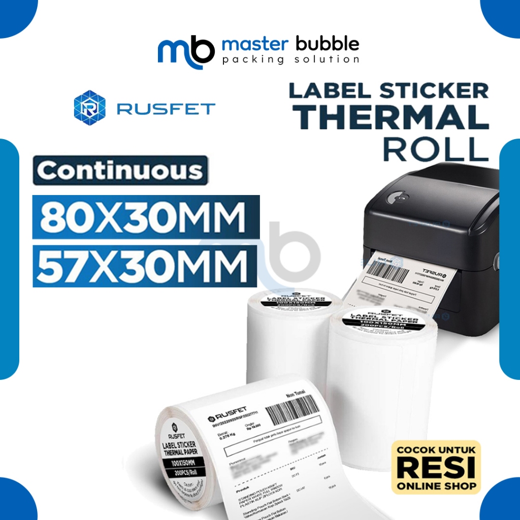Jual Stiker Kertas Termal Label RUSFET Sticker Paper Thermal Printer ...