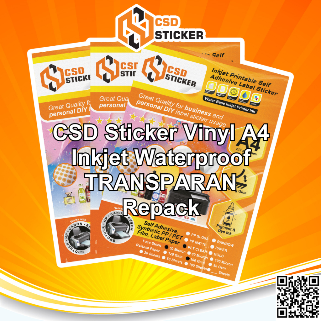 Jual NEW CSD Sticker Vinyl Inkjet A4 Waterproof Synthetic PET/PP Film ...